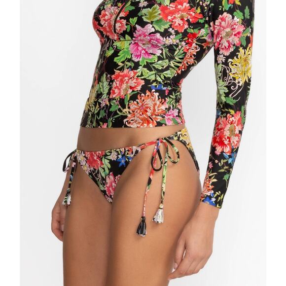 Johnny Was Black Metalli Mix String Bikini Bottom CSW2624-A New XL Bottom Only